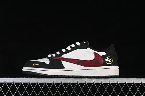 All categories Air Jordan Jordan series basketball shoes Air Jordan 1 Low High-end customized low-top sneakers Travis Scott x Fragment Design x Air Jordan 1 Low OG SP AJ1 Joe 1 Year of the Horse limited black and white gold low-top cultural casual sneakers NH0601-060